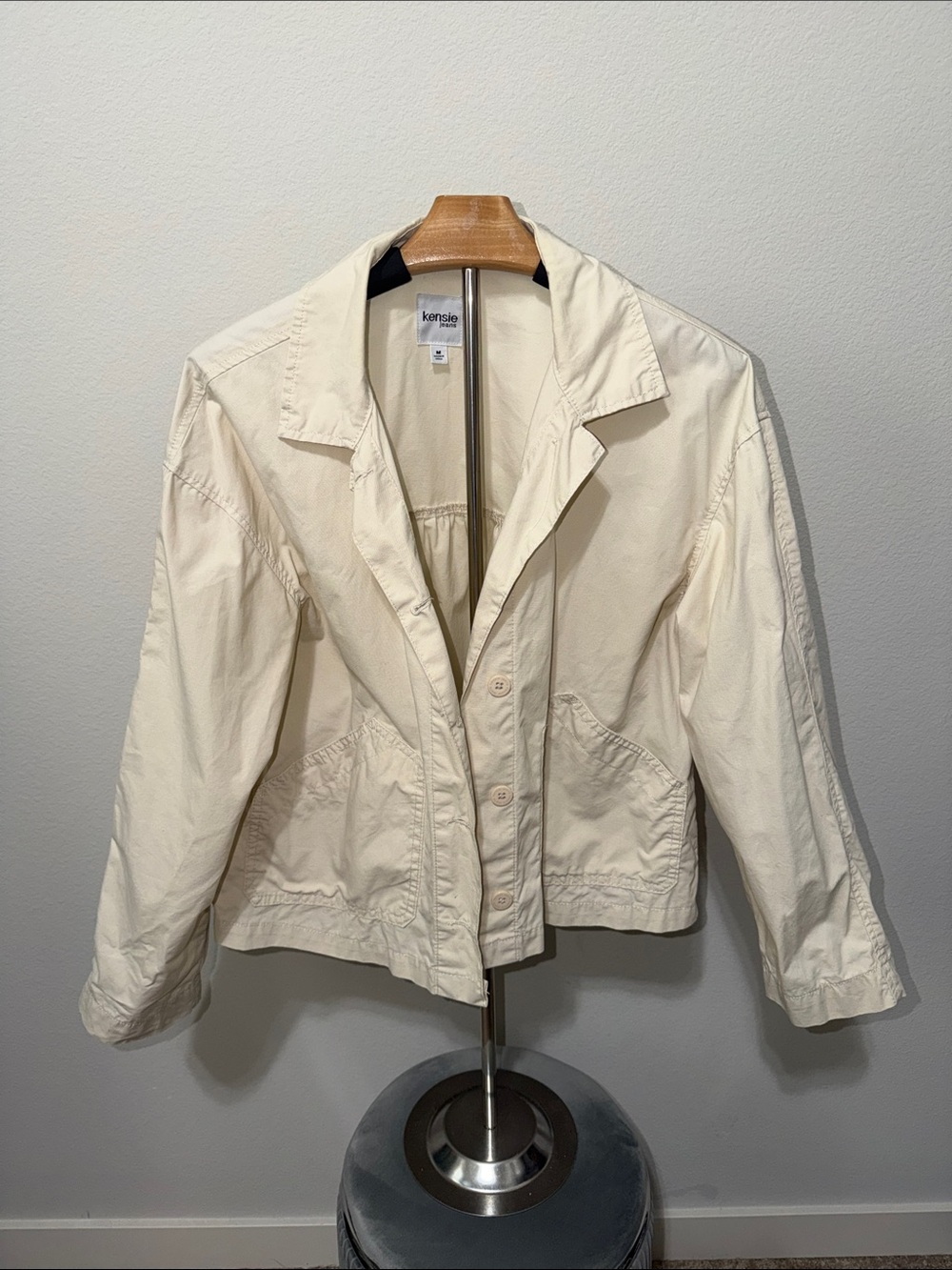 kensie Cream Lightweight Cotton Blazer Jacket